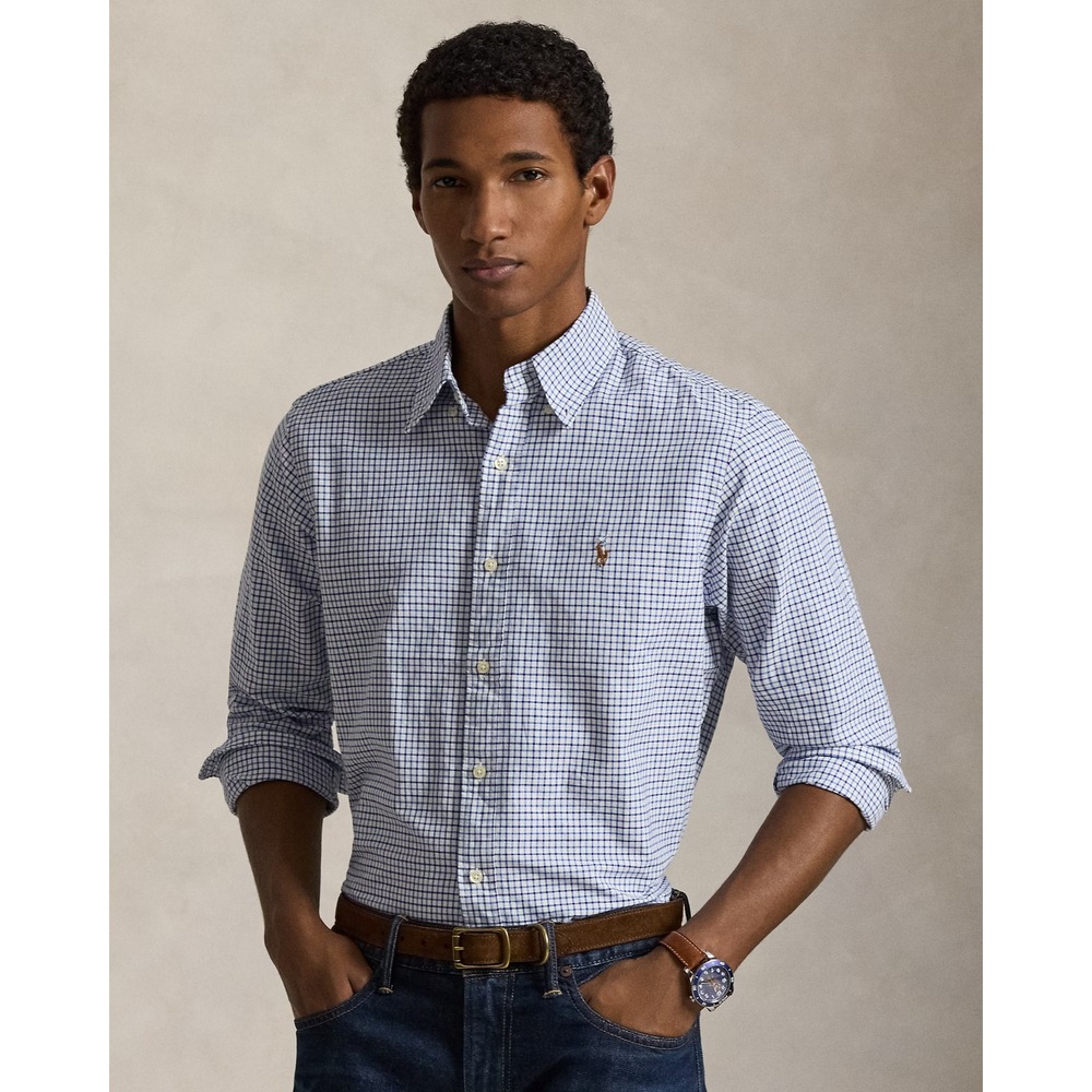 Polo Ralph Lauren Classic Fit Tattersall Performance Shirt White Blue Size XXL